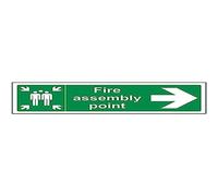 V Safety Eco Friendly Fire Assembly Point - Fire Assembly Point Arrow Right - 300 x 100 mm Safety Sign