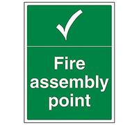 V Safety Eco Friendly Fire Assembly Point - Fire Assembly Point With Tick - 400 x 300 mm Safety Sign