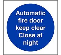 V Safety Eco Friendly Fire Door and Mandatory - Auto, Fire Door Keep Clear Close At Night - 200 x 200 mm Safety Sign