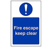 V Safety Eco Friendly Fire Door and Mandatory- Fire Escape Keep Clear - 150 x 200 mm Safety Sign