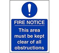 V Safety Eco Friendly Fire Door and Mandatory- this area Must Be Clear of All Obstructions - 150 x 200 mm Safety Sign