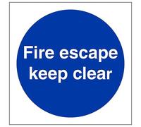 V Safety Eco-Friendly Fire Escape Keep Clear 150 x 150 mm - 1mm 100% Recycled Rigid Plastic Safety Sign