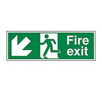 V Safety Eco Friendly Fire Exit - Fire Exit Arrow Down Left - 600 x 200 mm Safety Sign