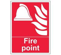 V Safety Eco-Friendly Fire Point 200 x 300 mm - 1mm 100% Recycled Rigid Plastic Safety Sign