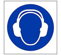 V Safety Eco Friendly Mandatory PPE - Ear Protection Logo - 150 x 150 mm Safety Sign