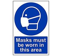 V Safety Eco Friendly Masks Must Be Worn In This Area - 300X400mm - Self Adhesive Vinyl