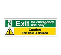 V Safety Eco Friendly Safe Condition Exit - Exit for Emergency Use Only/Door Alarmed - 450 x 150 mm Safety Sign