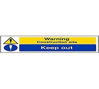 V Safety Eco Friendly Warning Building - Warning, Construction Site/Keep Out - 300 x 100 mm Safety Sign (Pack of 6)