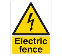V Safety Electric Fence - Portrait 150 x 200 mm - Glow In The Dark Self Adhesive Vinyl Safety Sign