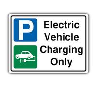 V Safety Electric Vehicle Charging Only Safety Sign - 600 x 450 mm - RA2 Reflective 3mm Aluminium Composite