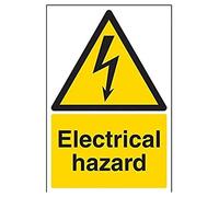 V Safety Electrical Hazard Warning Sign - Portrait - 200mm x 300mm - Self Adhesive Vinyl Black/Yellow