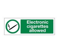 V Safety Electronic Cigarettes Allowed 300 x 100 mm - Glow In The Dark Self Adhesive Vinyl Safety Sign