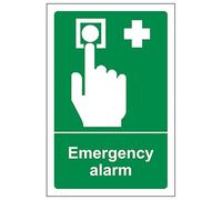 V Safety Emergency Alarm - Portrait 100 x 150 mm - 2mm Rigid Plastic Safety Sign