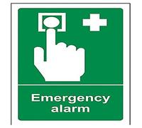V Safety Emergency Alarm Sign - 100mm x 150mm - Self Adhesive Vinyl
