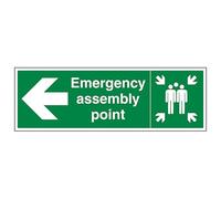V Safety Emergency Assembly Point Arrow Left 450 x 150 mm - 3mm Aluminium Composite Safety Sign