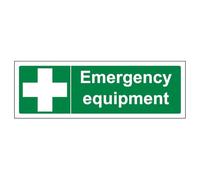 V Safety Emergency Equipment 300 x 100 mm - 3mm Brushed Aluminium Composite Safety Sign
