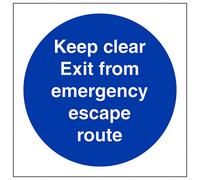V Safety Emergency Escape Keep Clear Door Sign - Rigid Plastic - 200X200mm (X3)
