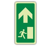 V Safety Emergency Exit - Arrow Up - EC Directive Sign - 80 x 160 mm | Glow In The Dark | Double Glow Self Adhesive Vinyl | Safe Condition Signage - Made in Britain