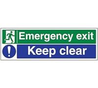 V Safety Emergency Exit/Keep Clear Sign - 450mm x 150mm - 1mm Rigid Plastic