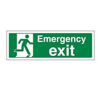 V Safety Emergency Exit - Landscape 600 x 200 mm - 2mm Rigid Plastic Safety Sign