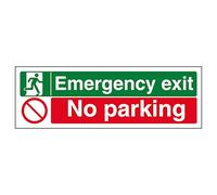 V Safety Emergency Exit/No Parking 300 x 100 mm - Self Adhesive Vinyl Safety Sign