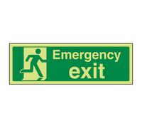 V Safety Emergency Exit Safe Condition Sign - Glow In The Dark - 300X100mm (X3)