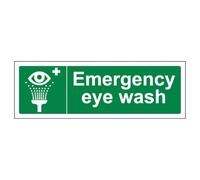 V Safety Emergency Eye Wash - Landscape 450 x 150 mm - 2mm Super-Tough Rigid Plastic Safety Sign
