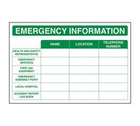 V Safety Emergency Information First Aid Sign - Adhesive Vinyl - 300X200mm (X3)