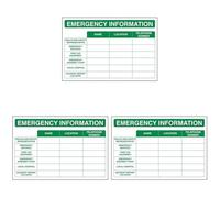 V Safety Emergency Information Sign - 300mm x 200mm - 1mm Rigid Plastic (Pack of 3)