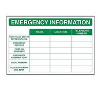 V Safety Emergency Information Sign - 300mm x 200mm - Self Adhesive Vinyl
