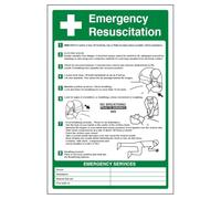 V Safety Emergency Resuscitation 200 x 300mm - 3mm Aluminium Composite Safety Sign