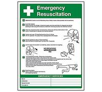 V Safety Emergency Resuscitation Sign - 300mm x 400mm - Self Adhesive Vinyl