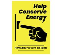 V Safety Energy Saving Poster - Help Conserve Energy - A3-297x420 - Polypropylene