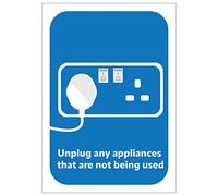 V Safety Energy Saving Poster - Unplug Appliances - A3-297x420 - Polypropylene