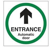 V Safety Entrance - Automatic Door 150 x 150 mm - 1mm Rigid Plastic Safety Sign