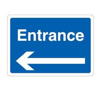 V Safety Entrance - Blue Arrow Left 210 x 297 mm (A4) - 3mm Reflective Aluminium Composite Safety Sign
