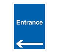 V Safety Entrance - Blue Arrow Left 210 x 297 mm (A4) - Glow In The Dark 1mm Rigid Plastic Safety Sign