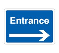 V Safety Entrance - Blue Arrow Right 210 x 297 mm (A4) - 3mm Aluminium Composite Safety Sign