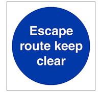 V Safety Escape Route Keep Clear 200 x 200 mm - 2mm Rigid Plastic Safety Sign