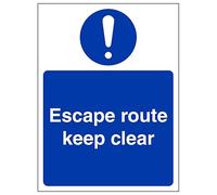 V Safety Escape Route Keep Clear - Portrait 100 x 150 mm - 3mm Aluminium Composite Safety Sign