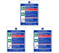 V Safety Evacuation For Disabled People - Portrait 150 x 200 mm - Self Adhesive Vinyl - Aluminium Effect Safety Sign (Pack of 3)
