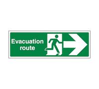 V Safety Evacuation Route Arrow Right 450 x 150 mm - Self Adhesive Vinyl Safety Sign