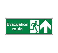 V Safety Evacuation Route Arrow Up 300 x 100 mm - 2mm Rigid Plastic Safety Sign