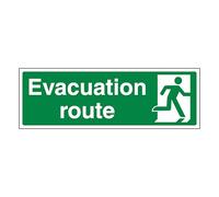 V Safety Evacuation Route Right 300 x 100 mm - 2mm Rigid Plastic Safety Sign