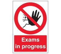 V Safety Exams In Progress 150 x 200mm - 1mm Rigid Plastic Safety Sign