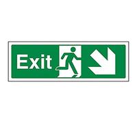 V Safety Exit Arrow Down Right Sign - 300mm x 100mm - 1mm Rigid Plastic