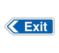 V Safety Exit Arrow Left - Shaped Sign 300 x 100 mm - 3mm Brushed Aluminium Composite