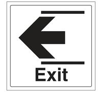 V Safety Exit Arrow Left - Window Sticker 200 x 200 mm - Face Adhesive Window Sticker Safety Sign