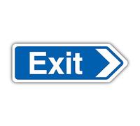 V Safety Exit Arrow Right - Shaped Sign 300 x 100 mm - Glow In The Dark Self Adhesive Vinyl
