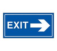 V Safety Exit Arrow Right Sign - 300x150mm - Blue Rigid Plastic